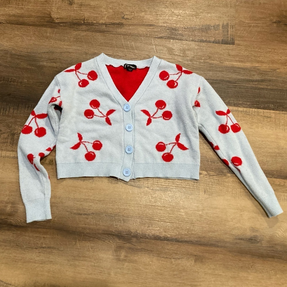 Girls Art Class cropped‎ cherry sweater size M 7/8